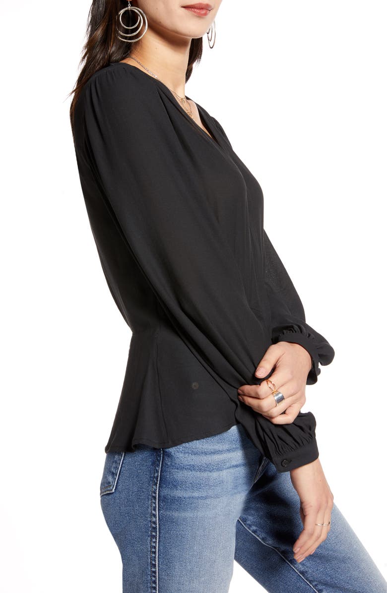 Treasure & Bond V-Neck Shirred Blouse, Alternate, color, 
