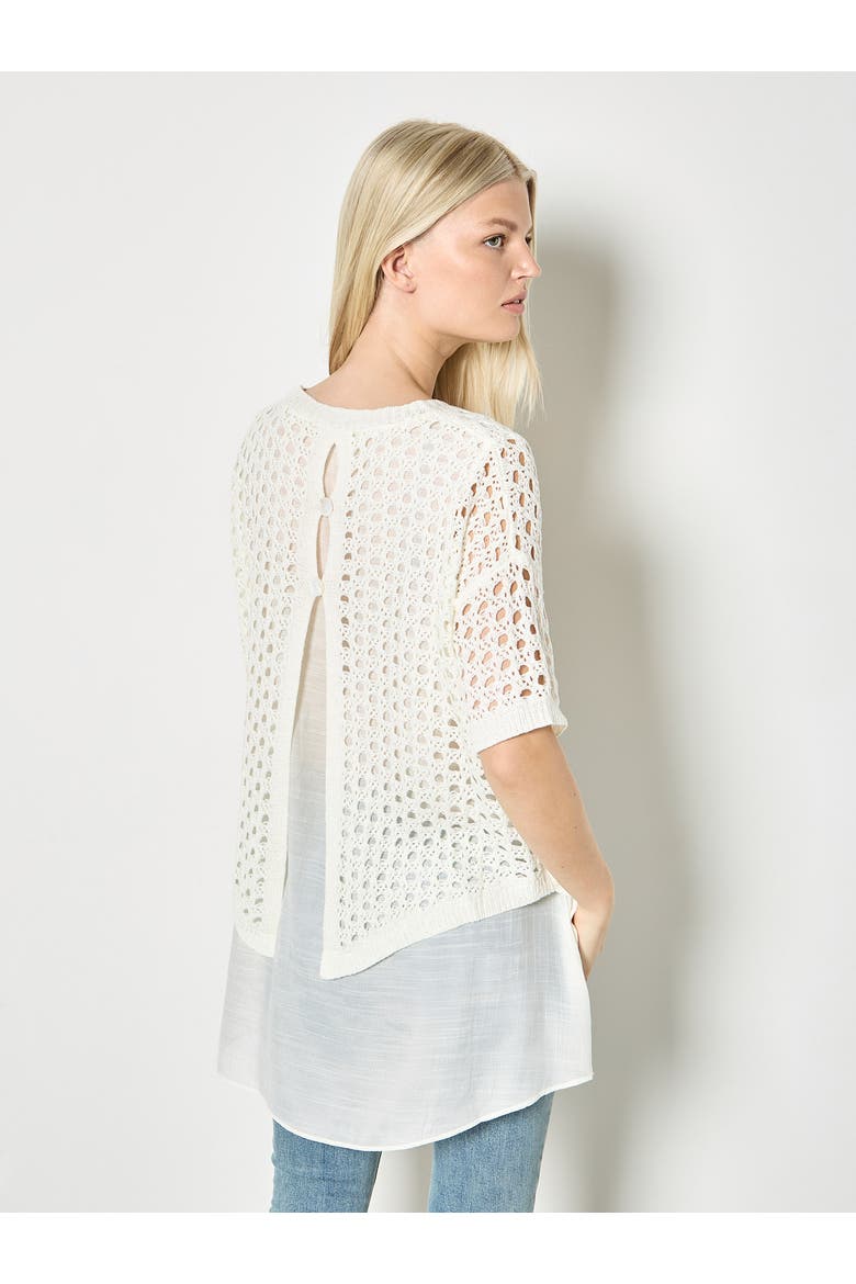Knitted Mesh Shimmer Layer Tunic, Alternate, color, White