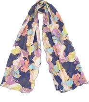 Komarov Floral Border Chiffon Shawl