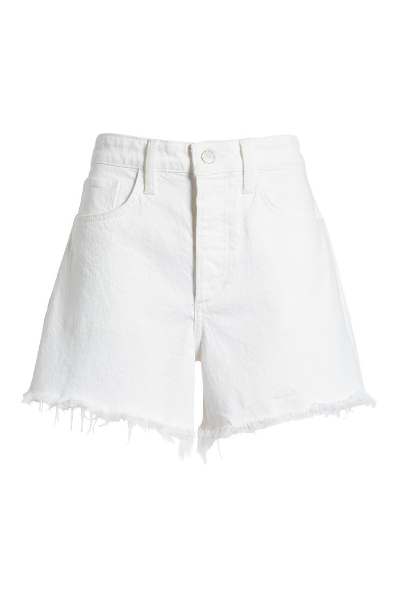 The Jessie Frayed High Waist Relaxed Denim Shorts, Alternate, color, WHITE
