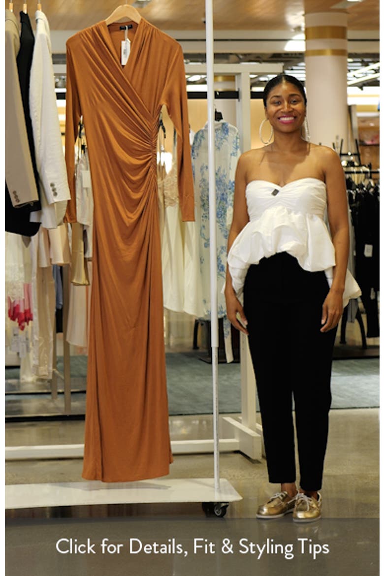 Overlap Neck Long Sleeve Maxi Dress video