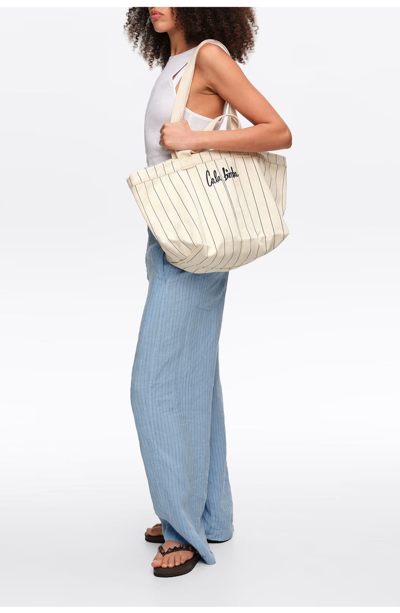 Bimba y Lola Large Off-White Cotton Basket Bag, Alternate, color, Off White