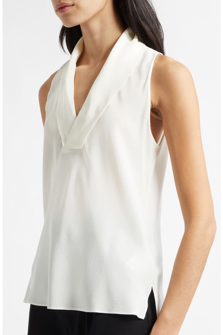 Bolaru Sleeveless Silk Shawl Collar Top, Alternate, color, SOFT CREAM