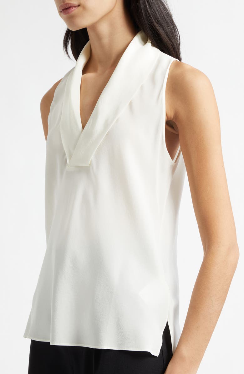 BOSS Bolaru Sleeveless Silk Shawl Collar Top, Alternate, color, Soft Cream