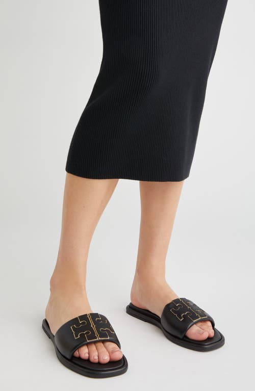 Tory Burch Double-t Leather Sport Slide Sandal In Multi
