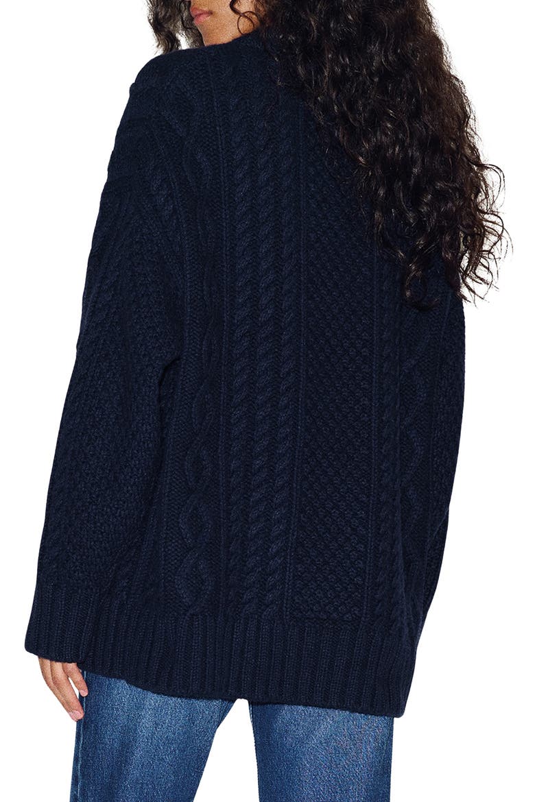 x Alexa Chung Oversized Cable Knit Sweater, Alternate, color, NAVY