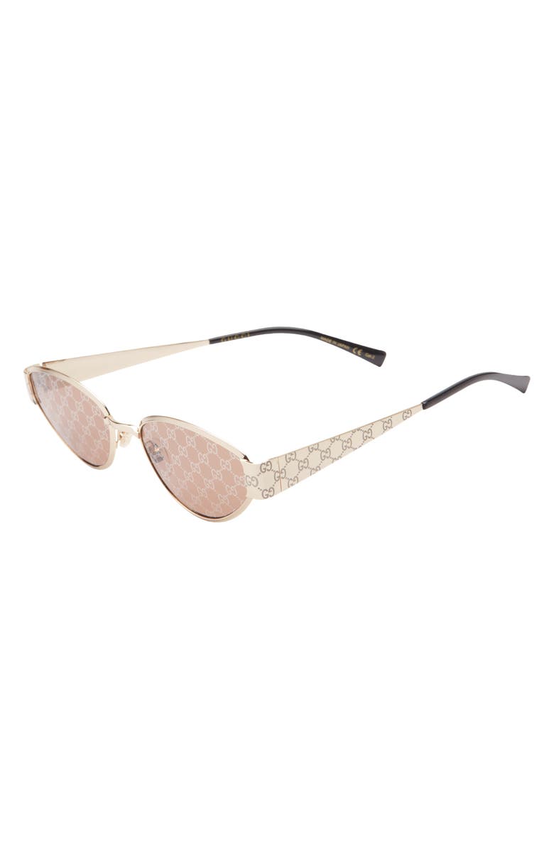 Gucci 55mm Oval Sunglasses, Alternate, color, Gold