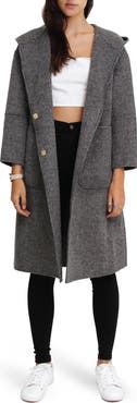 Belle & Bloom Walk This Way Houndstooth Print Wool Blend Coat