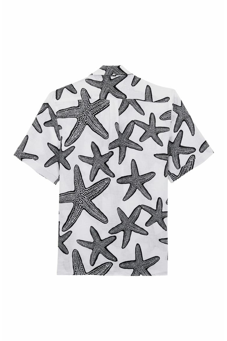 Men's Starlettes Linen Bowling Shirt, Alternate, color, BLANC