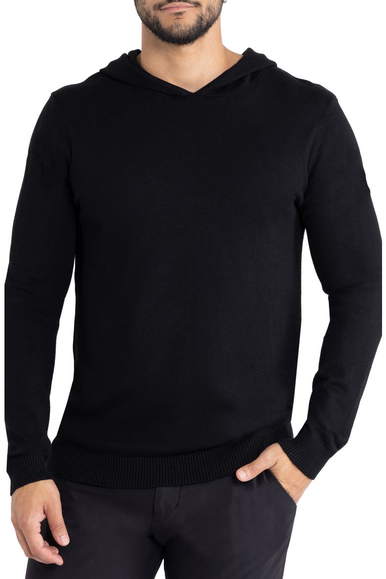 Core Knit Pullover Hoodie, Main, color, BLACK