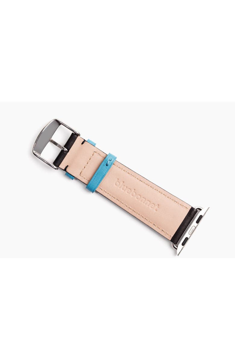 Bluebonnet The Executive French Leather Apple Watch Band, Alternate, color, Black