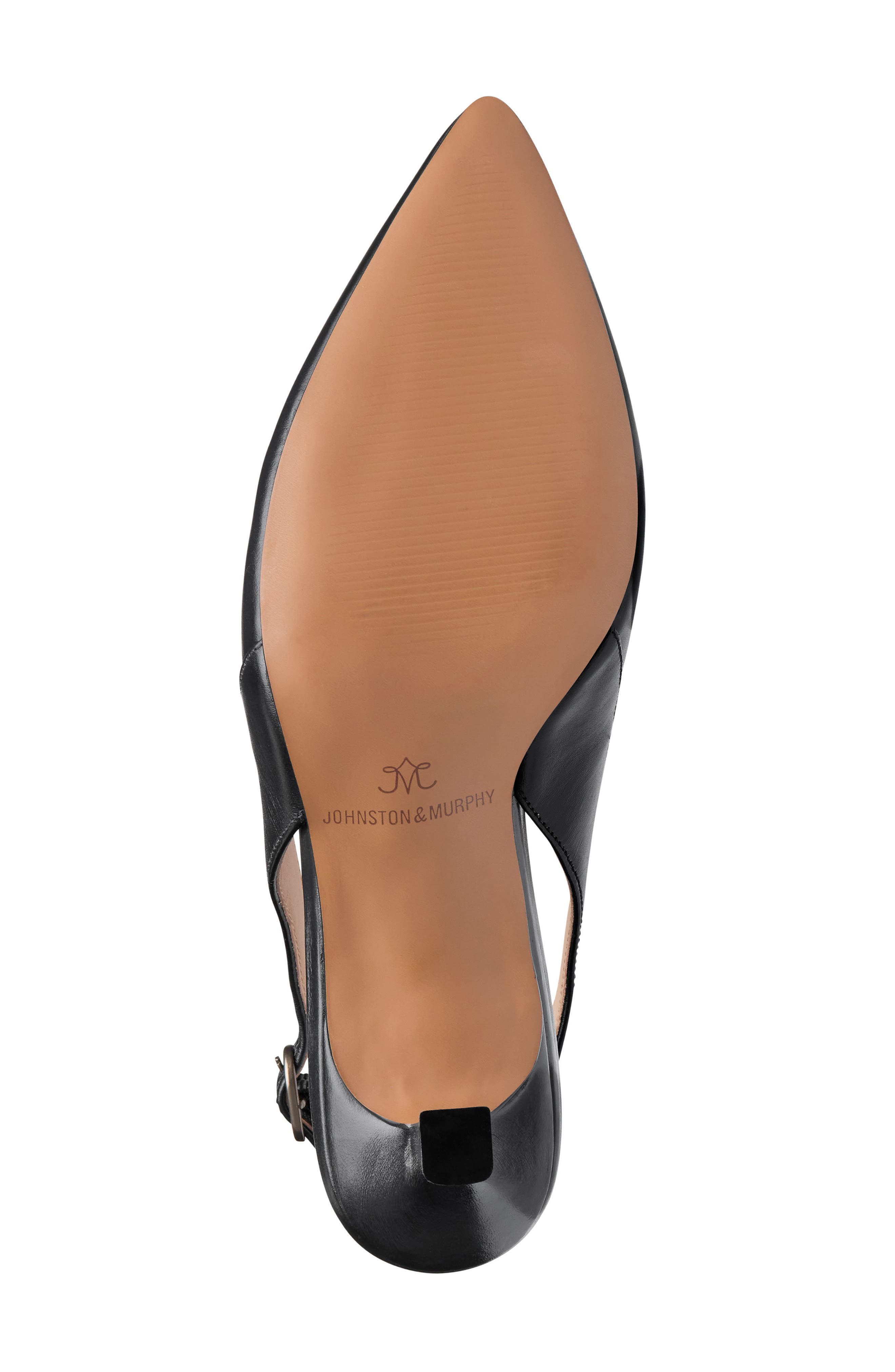 Johnston & Murphy Lindsey Slingback Pointed Toe Kitten Heel Pump, Alternate, color, Black Glove Leather