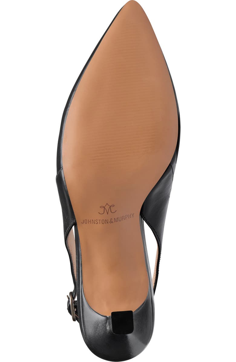 Johnston & Murphy Lindsey Slingback Pointed Toe Kitten Heel Pump, Alternate, color, Black Glove Leather