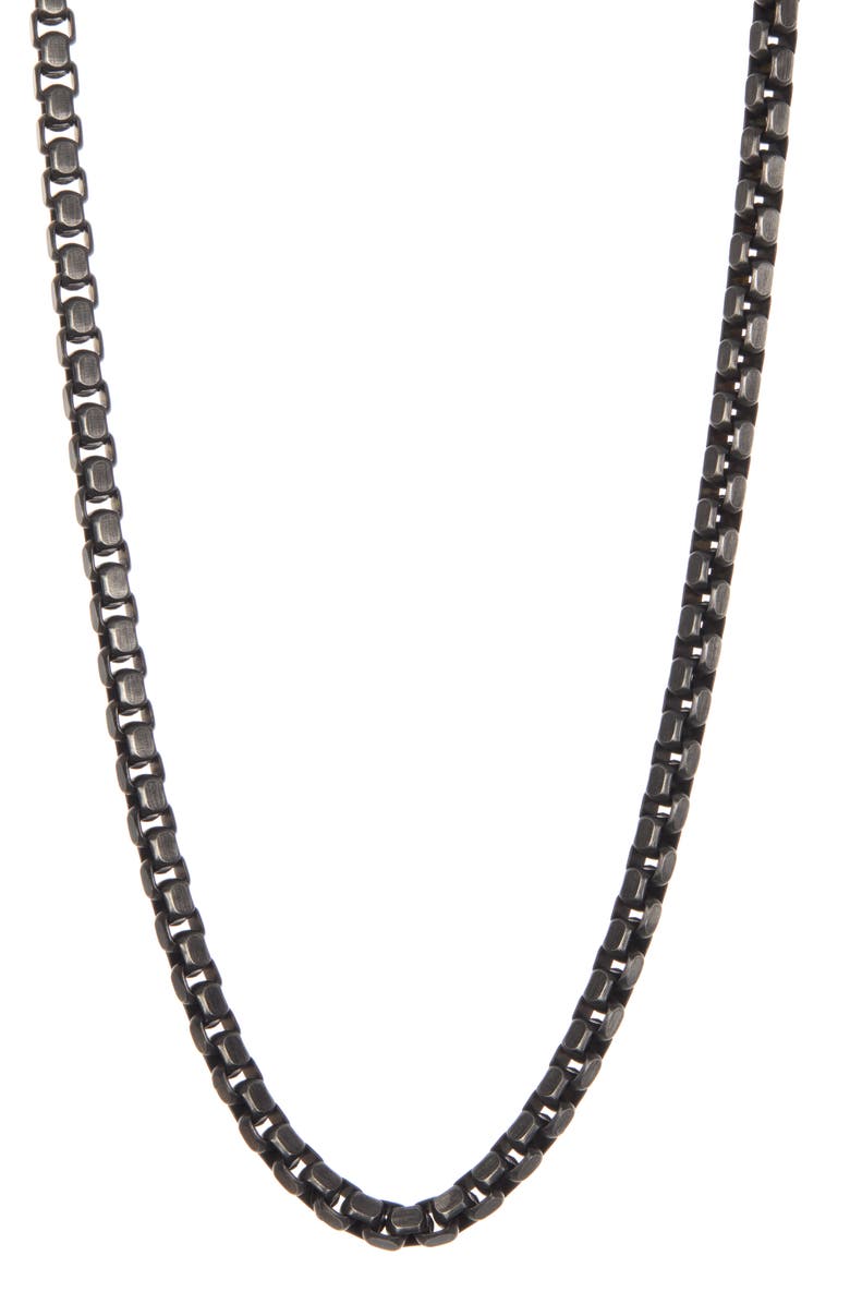 William Rast Stainless Steel Gunmetal Box Chain Necklace, Main, color, 