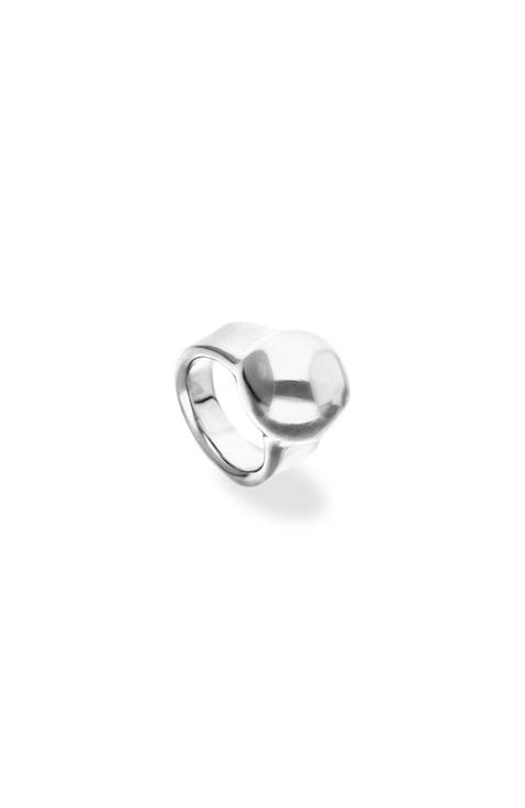 Sterling silver plated ring in the shape of a sphere