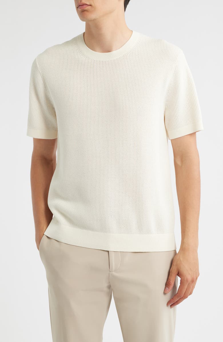 Theory Tactile Mesh Crewneck T-Shirt, Main, color, Eggshell