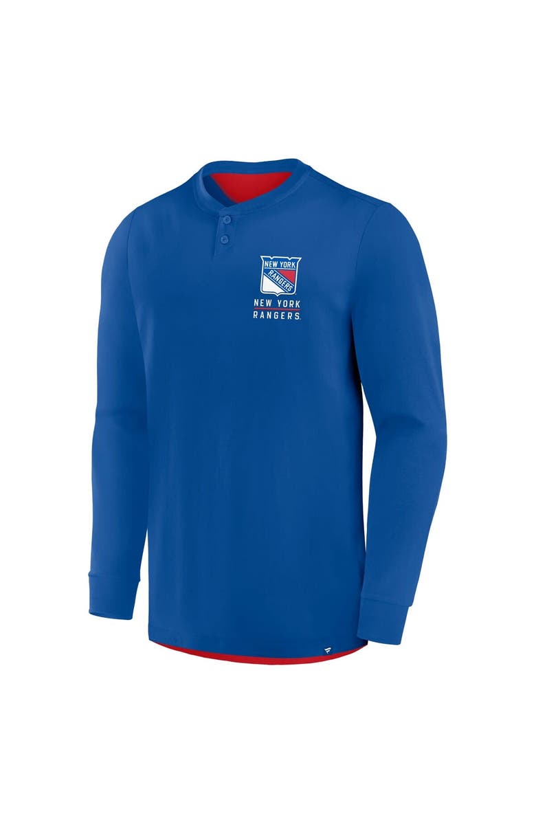 FANATICS Men's Fanatics Blue New York Rangers Adrenaline Push Long Sleeve Henley Shirt, Alternate, color, Blue