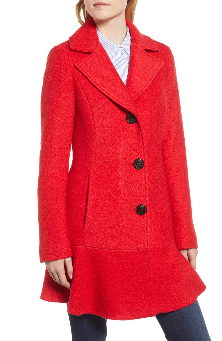 Kensie Notch Lapel Peplum Coat, Alternate, color,