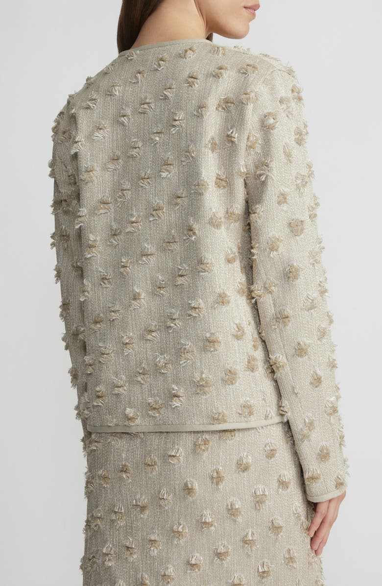 Lafayette 148 New York Clip Dot Jacquard Open Front Jacket, Alternate, color, Plaster Iridescent