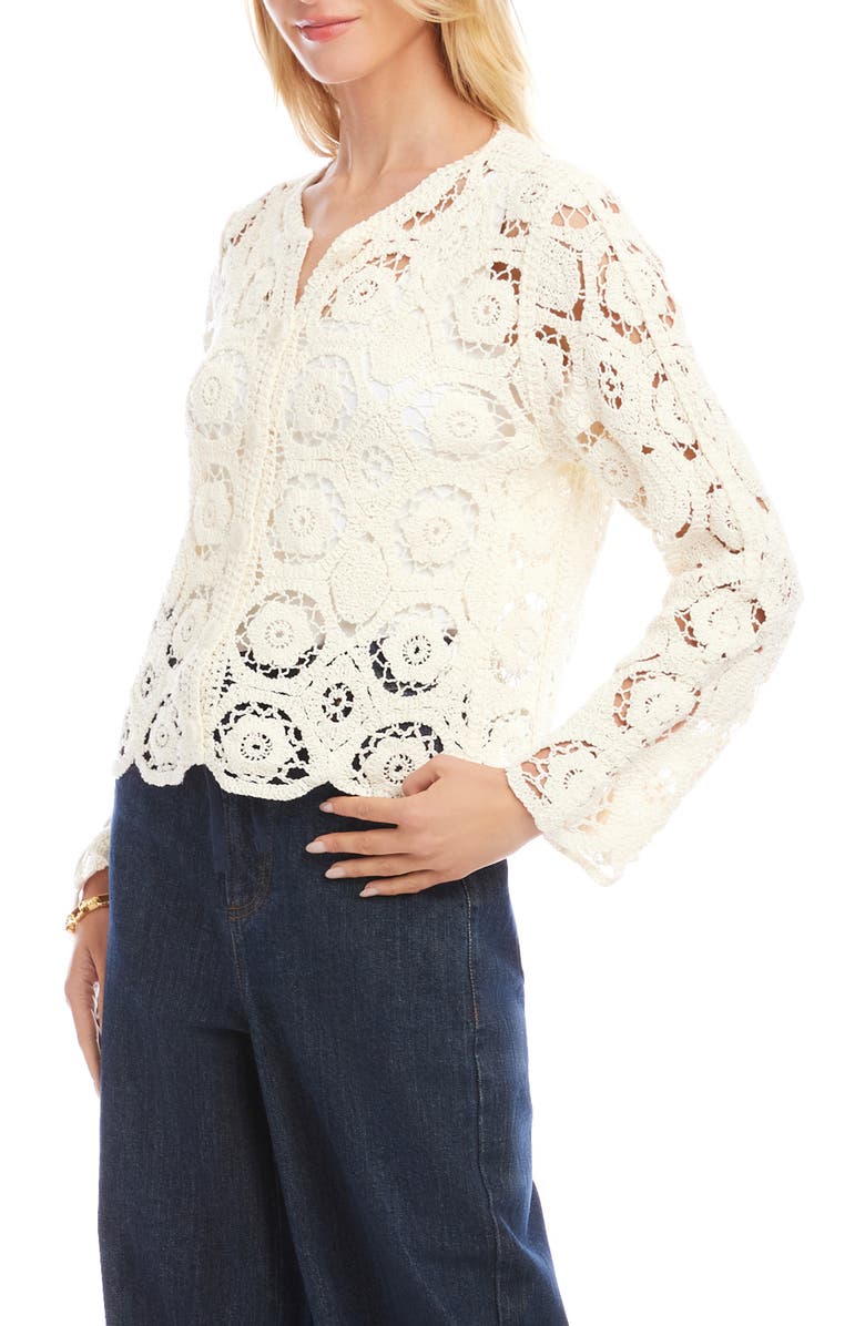 Karen Kane Open Stitch Jacket, Alternate, color, Cream