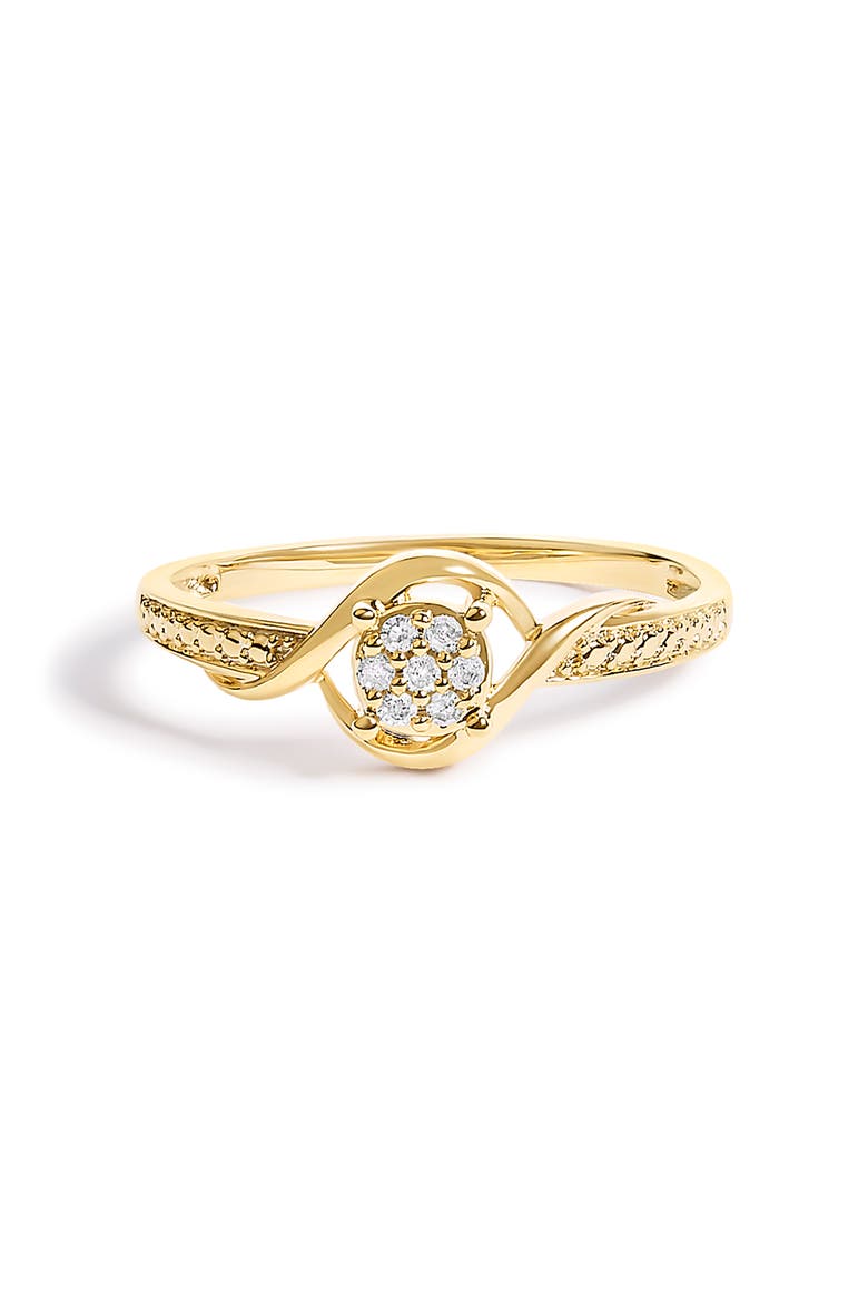 10K Yellow Gold Diamond Cluster Twisted Promise Ring, Main, color, Yellow Gold
