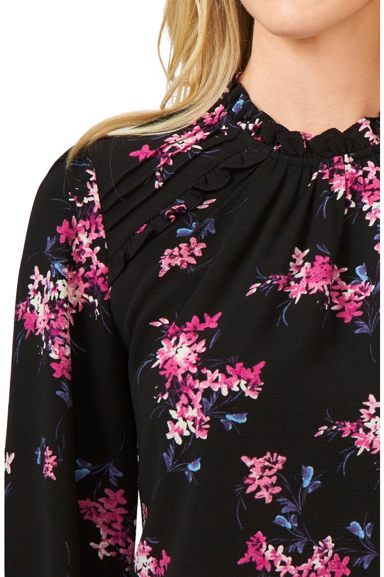 Bouquet Print Blouse, Alternate, color, RICH BLACK