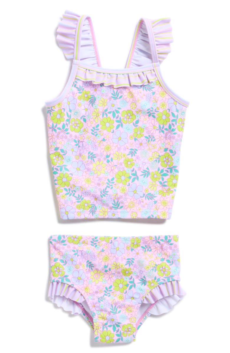Andy & Evan Floral Tankini Top & Bottoms Set, Main, color, Purple Floral