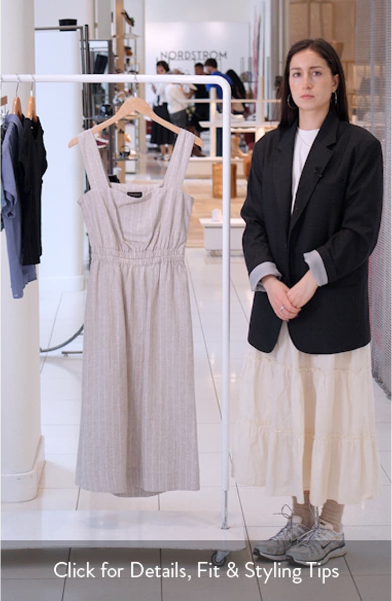 Stripe Linen Blend Midi Dress, sales video thumbnail