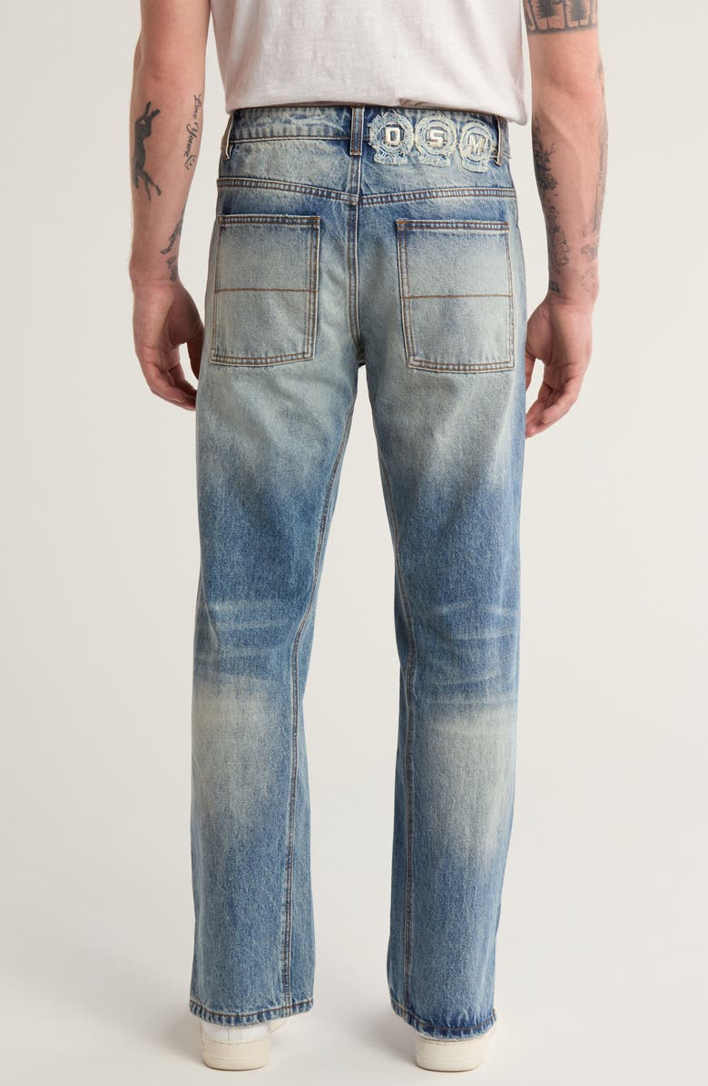 DIET STARTS MONDAY Love Embroidered Distressed Straight Leg Jeans, Alternate, color, Atlantic