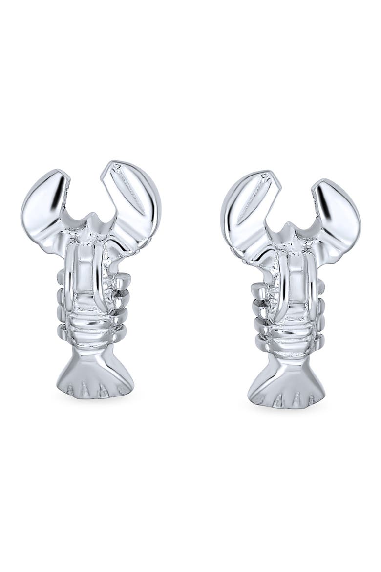Sterling Silver Be My Lobster Stud Earrings, Main, color, SILVER