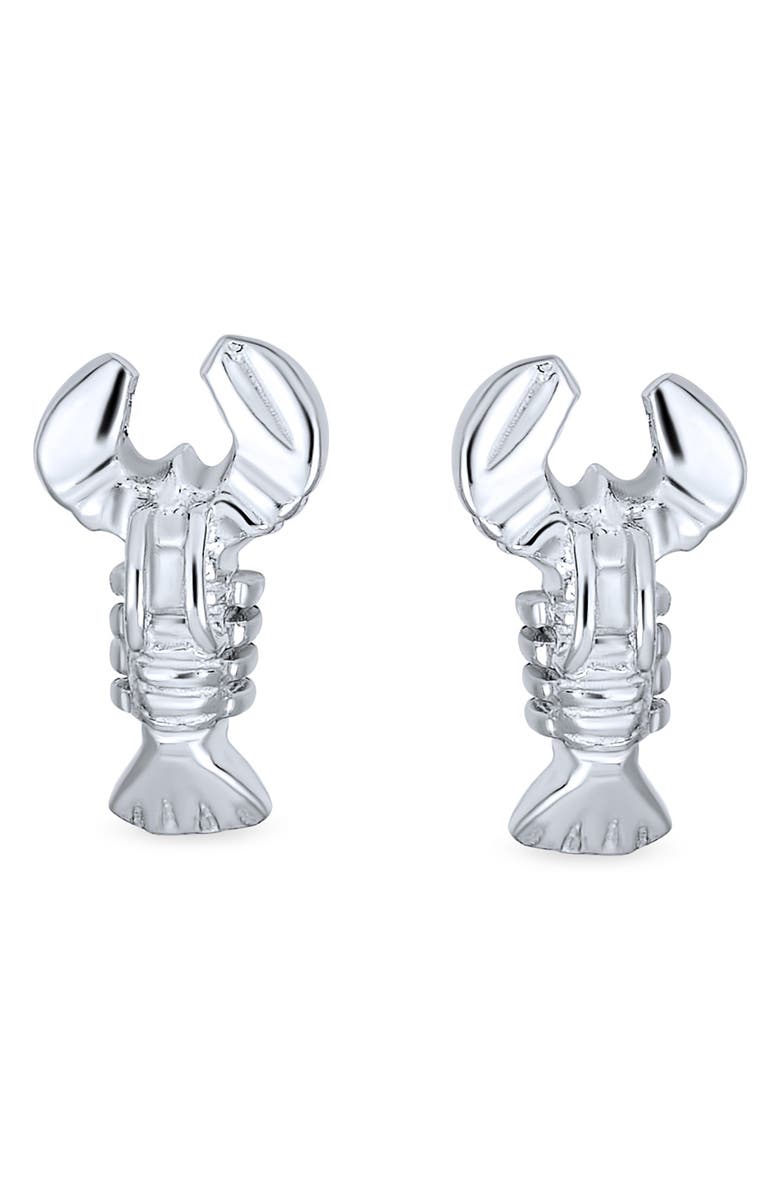 BLING JEWELRY Sterling Silver Be My Lobster Stud Earrings, Main, color, 