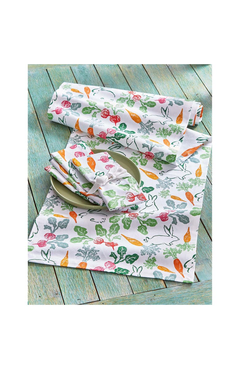 tag Veggie Bunny Radish Carrot Print Cotton Table Runner Decor, Alternate, color, Multicolored