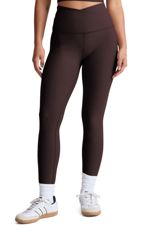 Beyond Yoga At Your Leisure Space Dye High Waist Midi Leggings In Brown