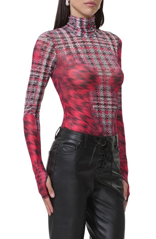 Afrm Zadie Mock Neck Printed Mesh Top In Multi