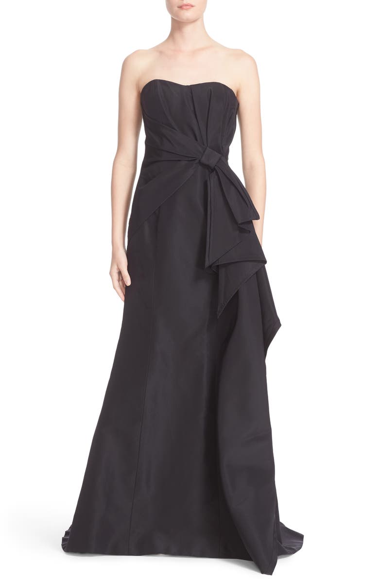 Carolina Herrera Bow Detail Strapless Silk Faille Gown, Main, color, 