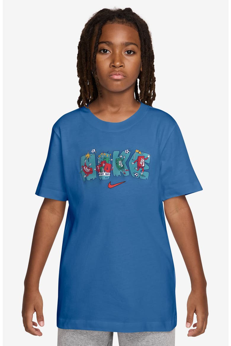 Kids' Sportswear Soccer Boxy Cotton Graphic T-Shirt, Main, color, STAR BLUE