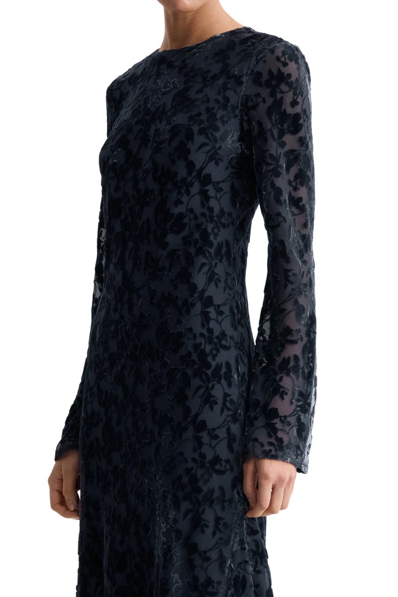 Devor Burnout Long Sleeve Maxi Dress, Alternate, color, NIGHT BLUE