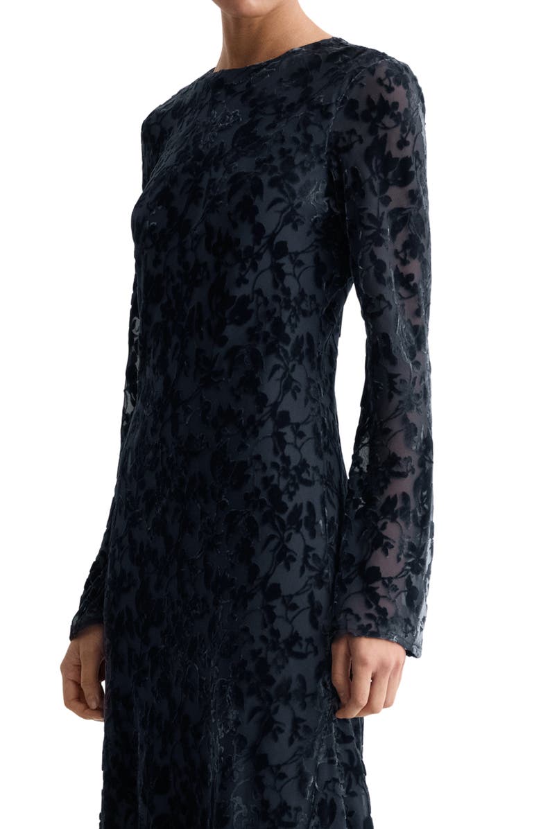 MANGO Devor Burnout Long Sleeve Maxi Dress, Alternate, color, Night Blue