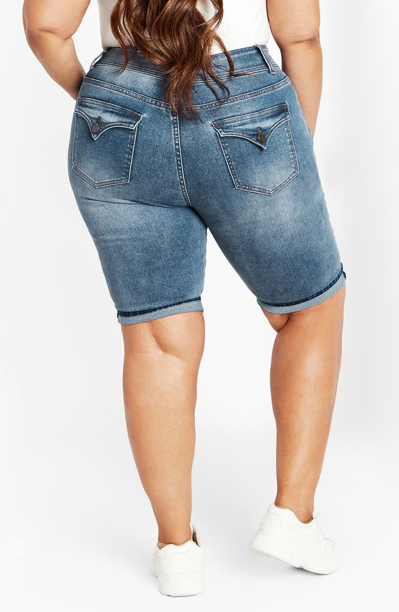 City Chic Stretch Denim Bermuda Shorts, Alternate, color, 