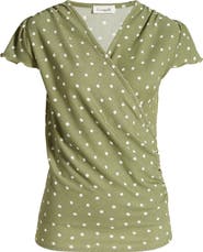 Loveappella Polka Dot Faux Wrap T-Shirt