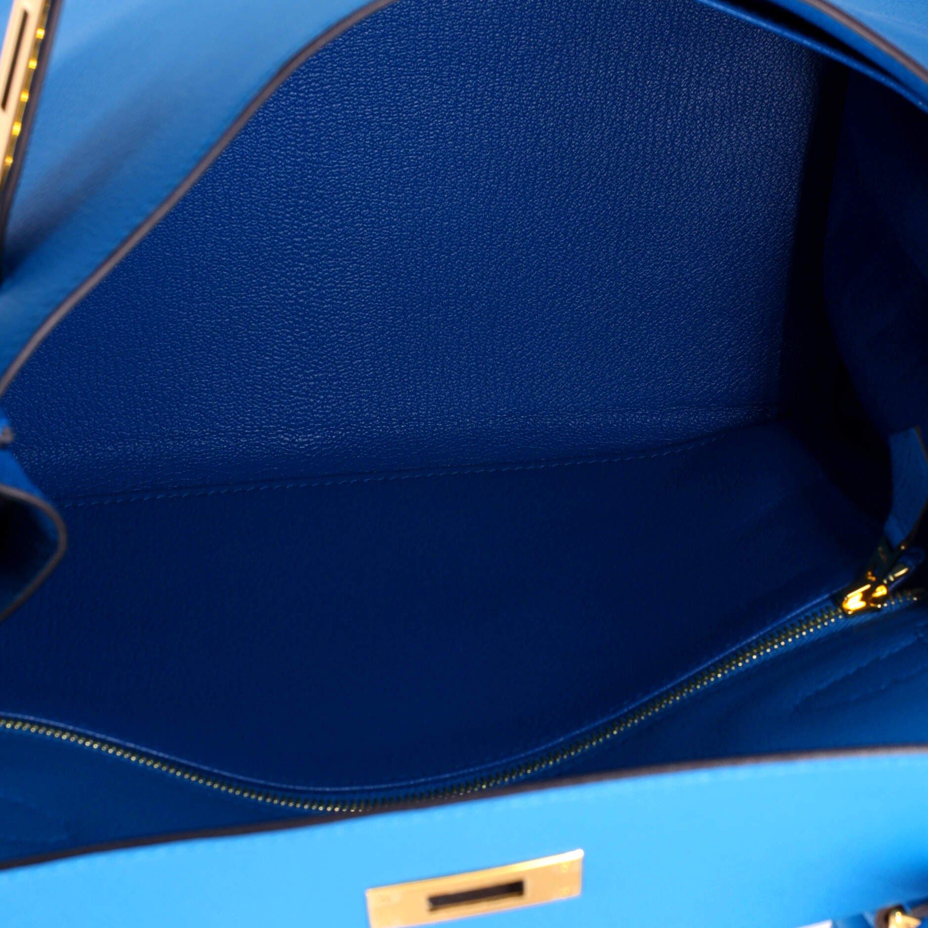 Pre-Owned Hermes Kelly Handbag Blue Evercolor with Gold Hardware 28, Alternate, color, 