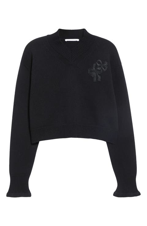 Drusilla Embroidered Bow Wool Sweater