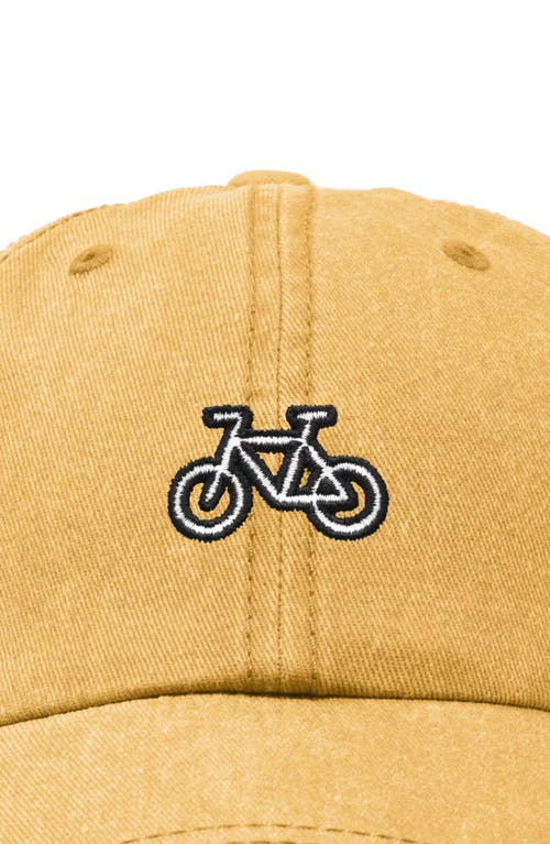 Dalix Bike Embroidered Cycling Cap In Washed Gold