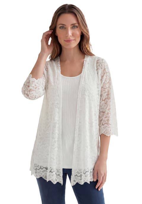 Lace 2 Piece Tank And Cardigan Set (plus)