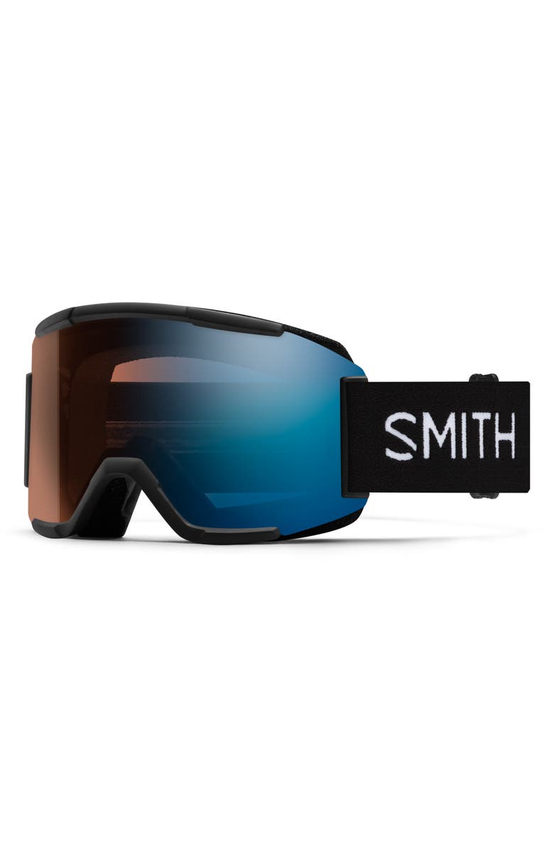 Smith Squad Medium Fit ChromaPop<sup>™</sup> Low Bridge Snow Goggles, Main, color, Black / Photochromic Blue