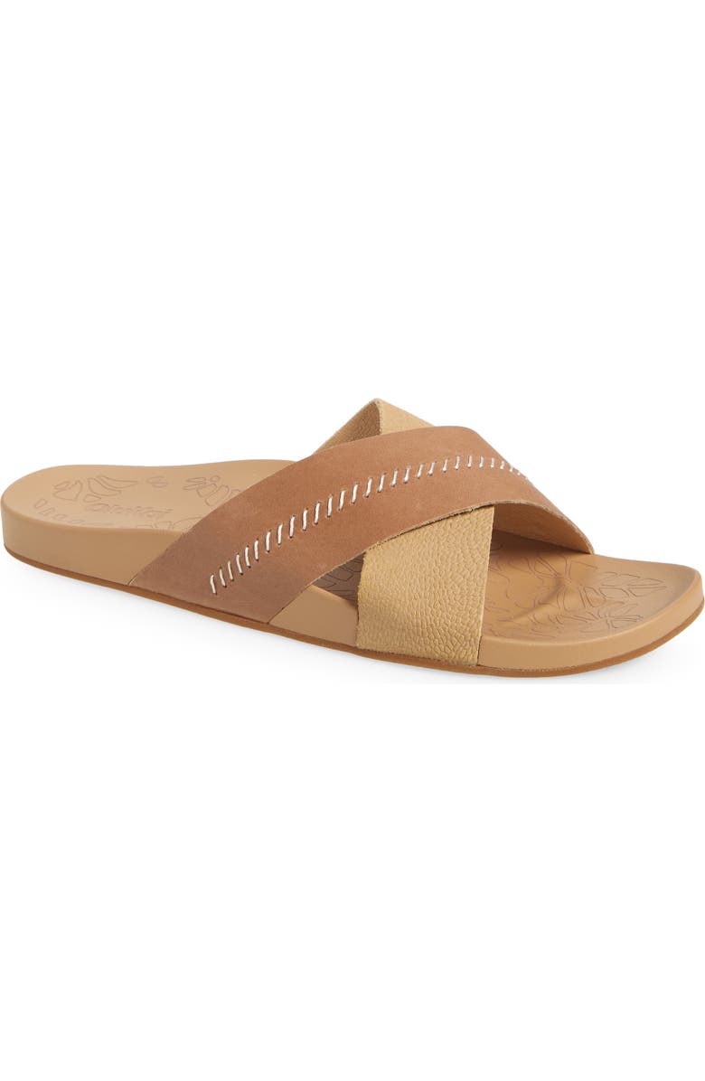 OluKai Kipea Olu Slide Sandal, Main, color, Warm Sand / Warm Sand