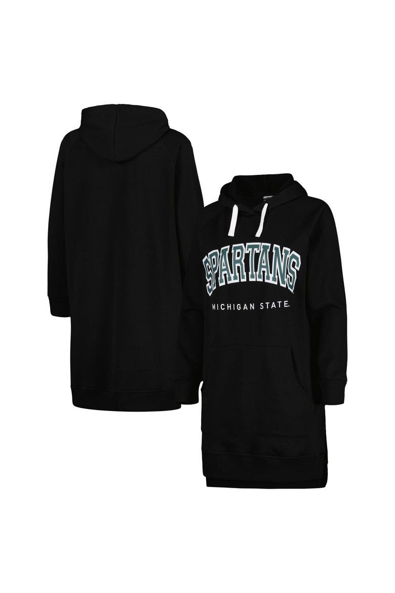 Women's Gameday Couture Black Michigan State Spartans Take a Knee Raglan Hooded Sweatshirt Dress, Main, color, Black