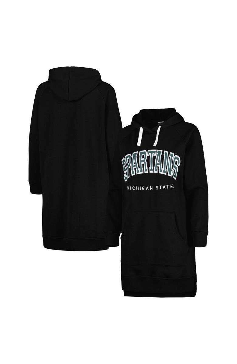 GAMEDAY COUTURE Women's Gameday Couture Black Michigan State Spartans Take a Knee Raglan Hooded Sweatshirt Dress, Main, color, Black