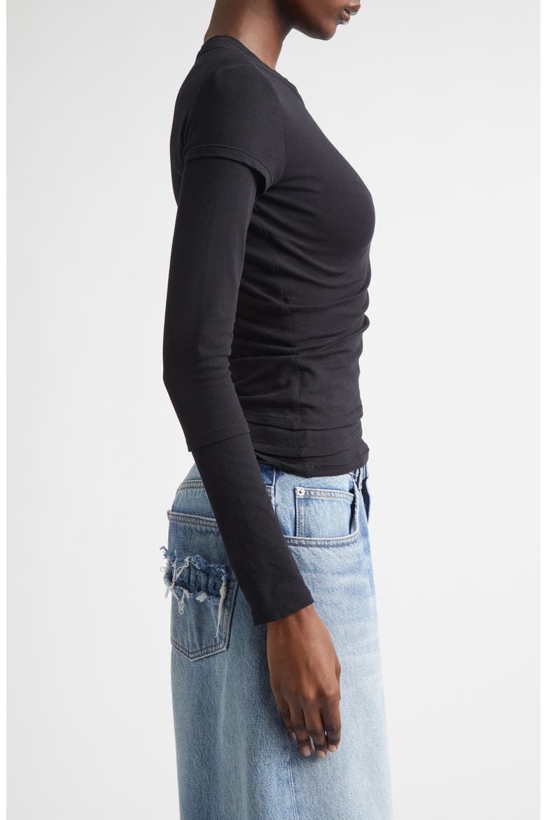 Long Sleeve Layered T-Shirt, Alternate, color, BLACK