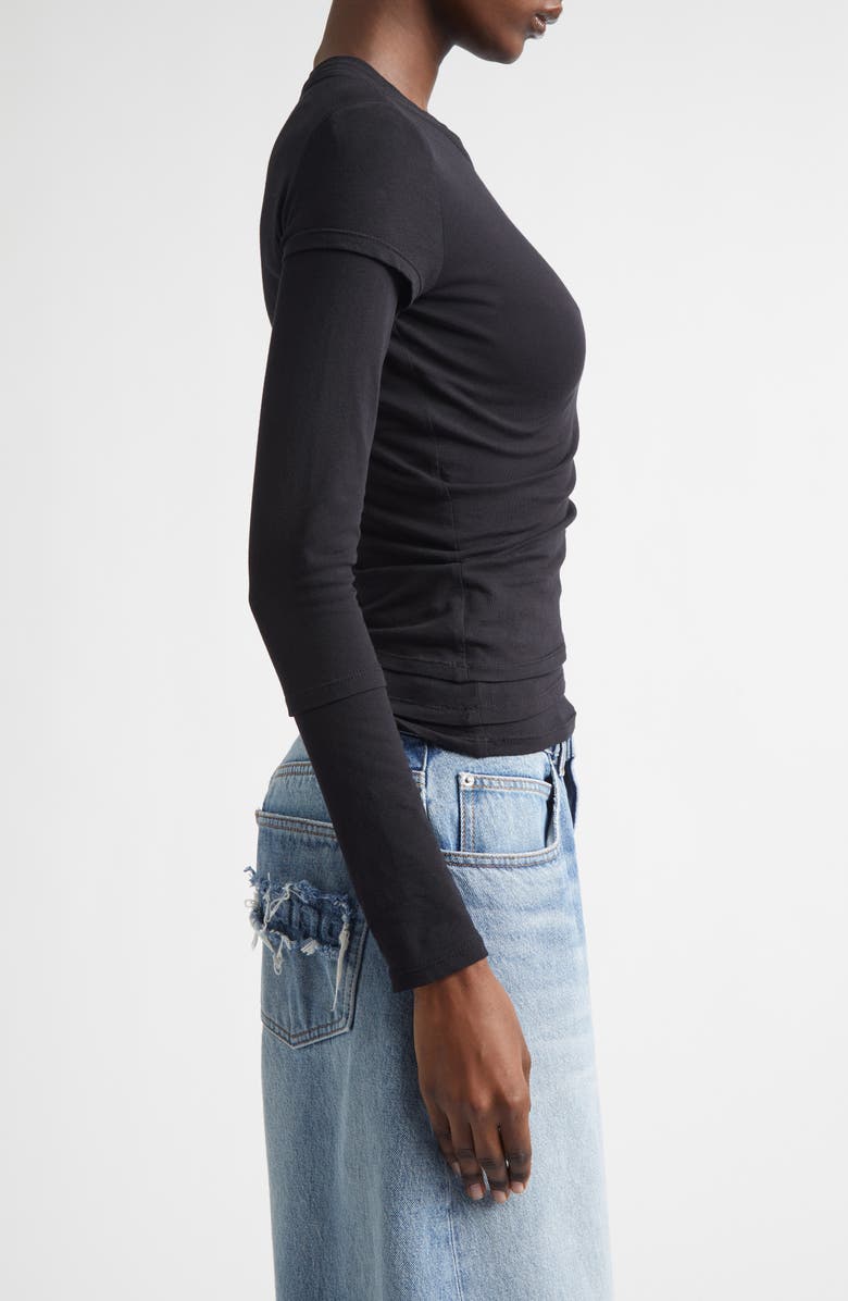 Alexander Wang Long Sleeve Layered T-Shirt, Alternate, color, Black